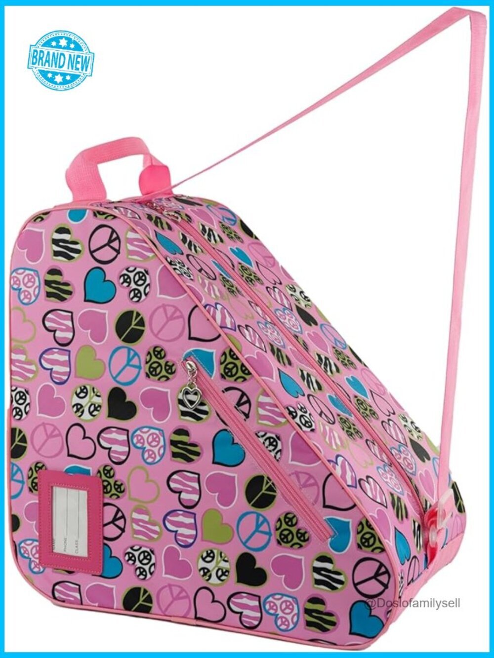 Sporty Skate Bag Waterproof Nylon Adjustable Strap Multi Compartment Travel Gear